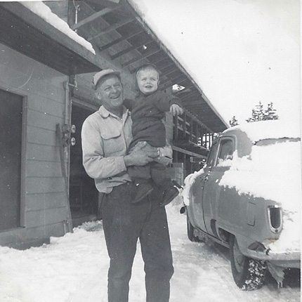 Ken Marson and Grandfather in snow