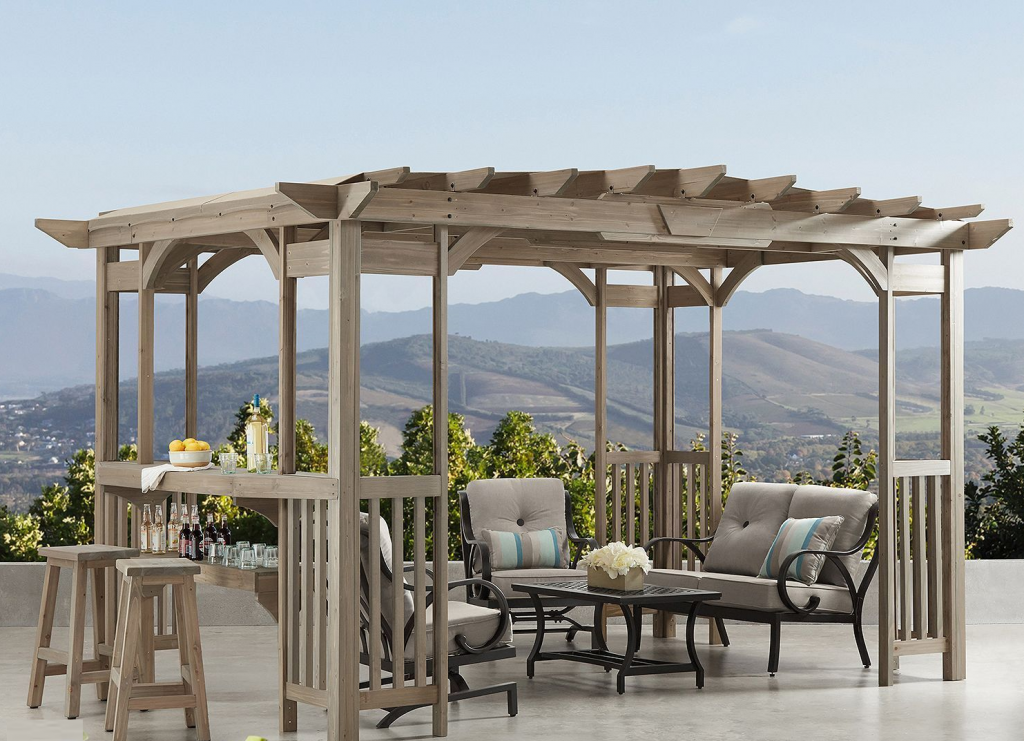 MMMCedarPergolaGazebowithBarCounter Marson & Marson Lumber, Inc