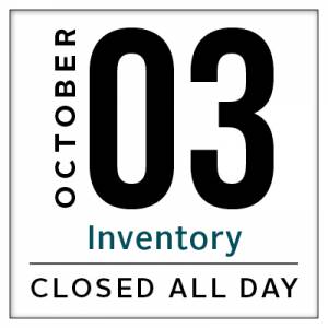 Calendar, Cle Elum store closed for inventory October 3